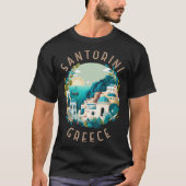 Santorini Greece Retro Distressed Circle Tシャツ (正面)