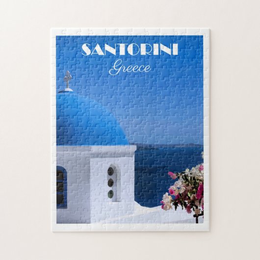 Santorini, Greece travel poster,  ジグソーパズル (縦)