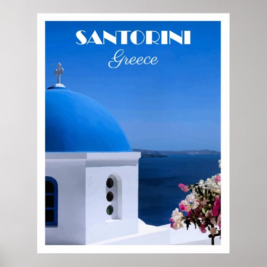 Santorini, Greece travel poster,  ポスター (正面)