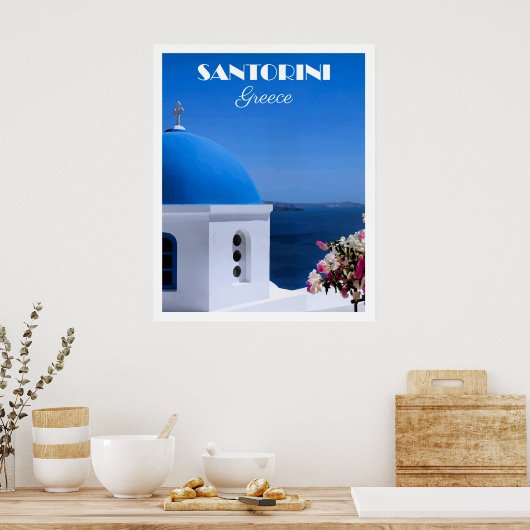 Santorini, Greece travel poster,  ポスター (キッチン)