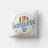 Santorini Greece Vintage Aegean Cyclades Island クッション (正面)