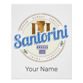 Santorini Greece Vintage Aegean Cyclades Island ポスター