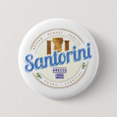 Santorini Greece Vintage Aegean Cyclades Island 缶バッジ (正面)