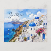 Santorini Greece Watercolor ポストカード (正面)