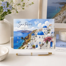 Santorini Greece Watercolor