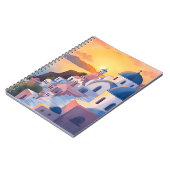 Santorini, Greece | Watercolor Coastline Sunset ノートブック (左側)