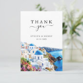 Santorini Greece Watercolor Destination Wedding サンキューカード (スタンド正面)