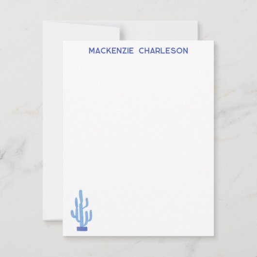 Santorini Greece Watercolor Personalized ノートカード (裏面)