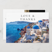Santorini Greece Watercolor Wedding Photo サンキューカード (正面/裏面)