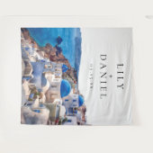 Santorini Greece Wedding Photo Backdrop タペストリー (正面(横))