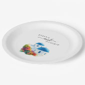 Santorini Greek Island Destination Wedding ペーパープレート (アングル)