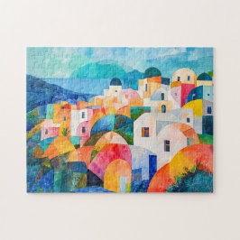 Santorini Hillside in Abstract Hues ジグソーパズル