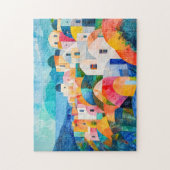 Santorini Hillside in Abstract Hues ジグソーパズル (縦)