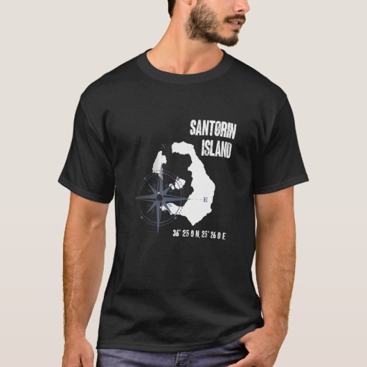Santorini Island Mediterranean Sea Coordinates Map Tシャツ (正面)
