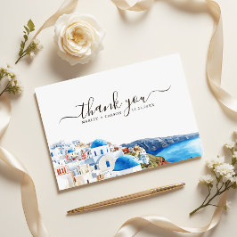 Santorini Island Watercolor Destination Wedding サンキューカード