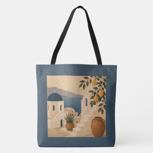 Santorini Lemon Tree Tote Bag トートバッグ (正面)
