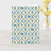 Santorini Shells Yellow Blue Watercolor Stationery カード (黄色い花)