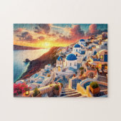 Santorini Sunset Greece Mediterranean Escape Gift ジグソーパズル (横)