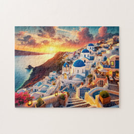 Santorini Sunset Greece Mediterranean Escape Gift ジグソーパズル