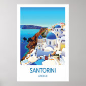 Santorini Travel Poster Greece Art ポスター (正面)