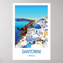 Santorini Travel Poster Greece Art ポスター