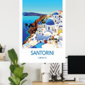 Santorini Travel Poster Greece Art ポスター (ホームオフィス)
