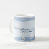 Santorini Vibes Ceramic Mug – Greek Island Sail コーヒーマグカップ (正面左)
