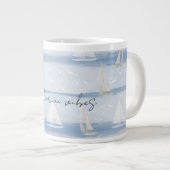 Santorini Vibes Ceramic Mug – Greek Island Sail ジャンボコーヒーマグカップ (正面右)