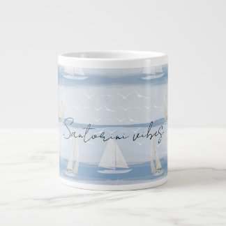 Santorini Vibes Ceramic Mug – Greek Island Sail ジャンボコーヒーマグカップ