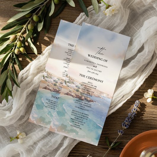 Santorini Wedding Program Template | Mediterranean メニュー