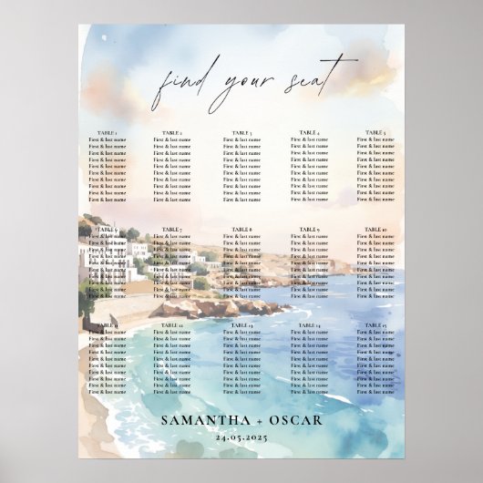 Santorini Wedding Seating Chart  ポスター (正面)
