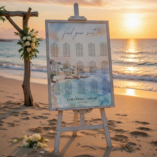 Santorini Wedding Seating Chart  ポスター
