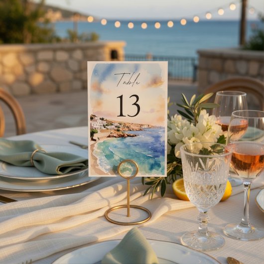 Santorini Wedding Table Numbers | Mediterranean  テーブルナンバー