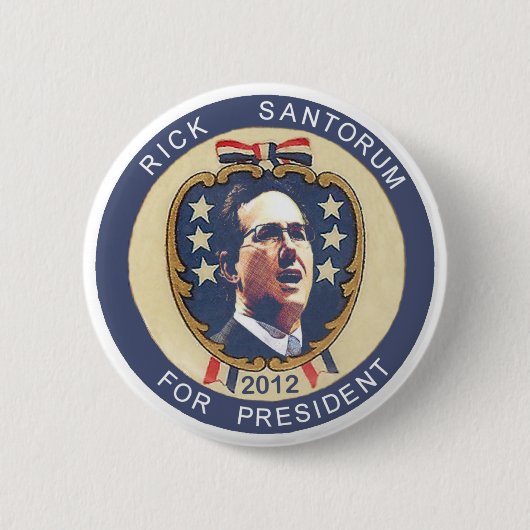 Santorum 2012のレトロのデザイン 缶バッジ (正面)