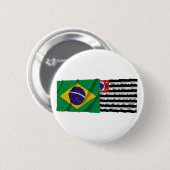 Sãoパウロ及びブラジルの振る旗 缶バッジ (正面&裏面)