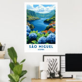 Sao Miguel Azores Travel Poster Wall Art ポスター (ホームオフィス)