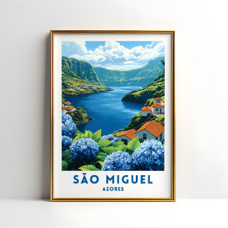 Sao Miguel Azores Travel Poster Wall Art ポスター