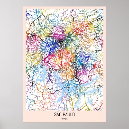 São Paulo Brazil City Map ポスター (正面)