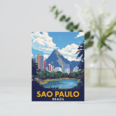 Sao Paulo Brazil Cityscape Park Lake ポストカード (スタンド正面)
