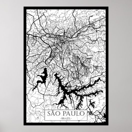 São Paulo Brazil Map ポスター (正面)