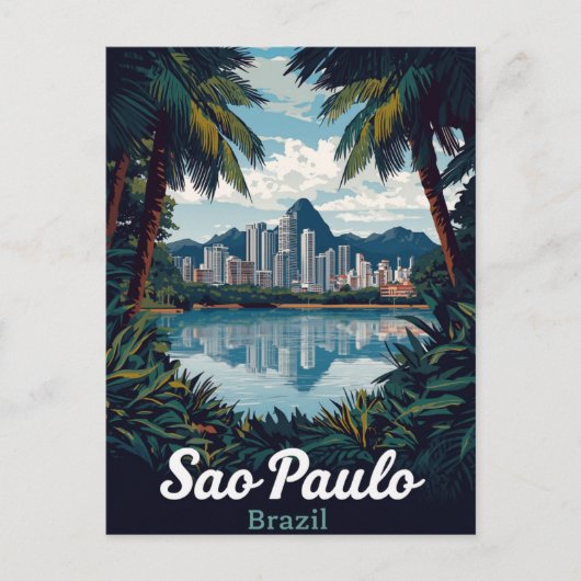 São Paulo Brazil Tropical City Skyline ポストカード (正面)