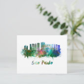 Sao Paulo skyline in watercolor ポストカード (スタンド正面)