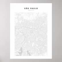 Sao Paulo White City Map Poster