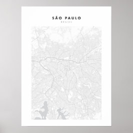 Sao Paulo White City Map Poster ポスター