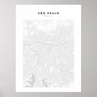 Sao Paulo White City Map Poster ポスター