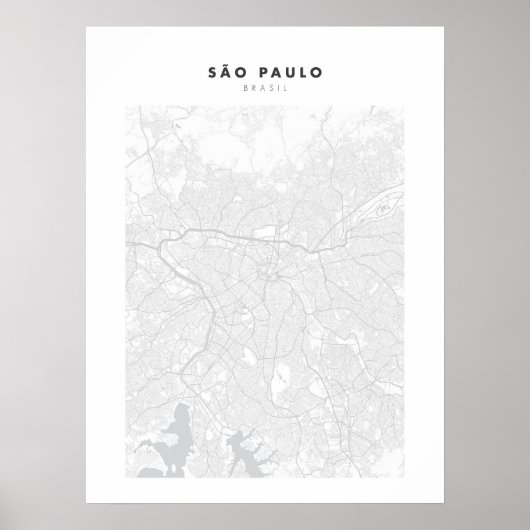 Sao Paulo White City Map Poster ポスター (正面)