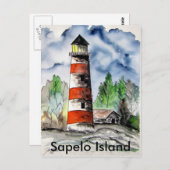 Sapeloの島の灯台ジョージアの航海のな芸術のギフト ポストカード (正面/裏面)