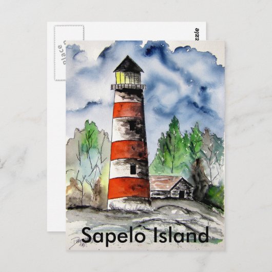 Sapeloの島の灯台ジョージアの航海のな芸術のギフト ポストカード (正面/裏面)