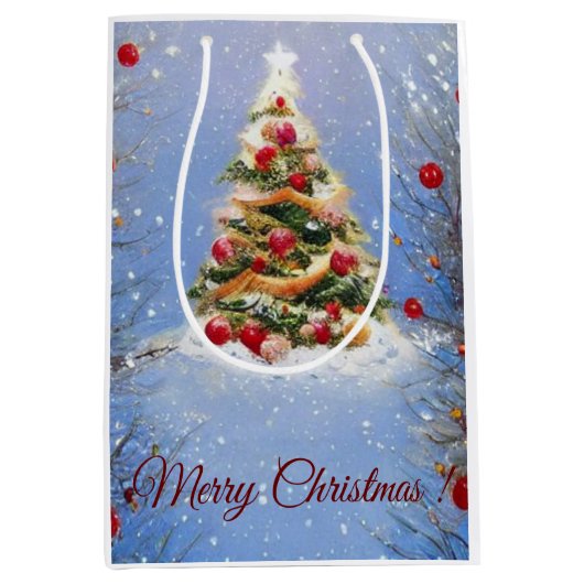 Sapin de noël décoré ミディアムペーパーバッグ (正面)