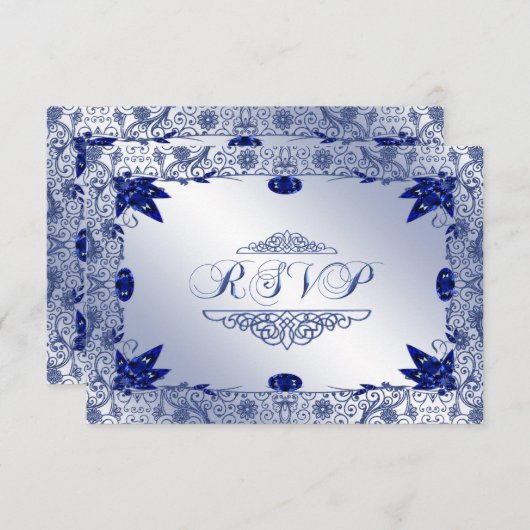 Sapphire 45th 結婚's Anniversary RSVPカード (正面/裏面)